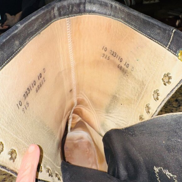 Vintage Olathe Leather 10 Black Lace Up Logger Lineman Boot Work Biker Western - Picture 6 of 11